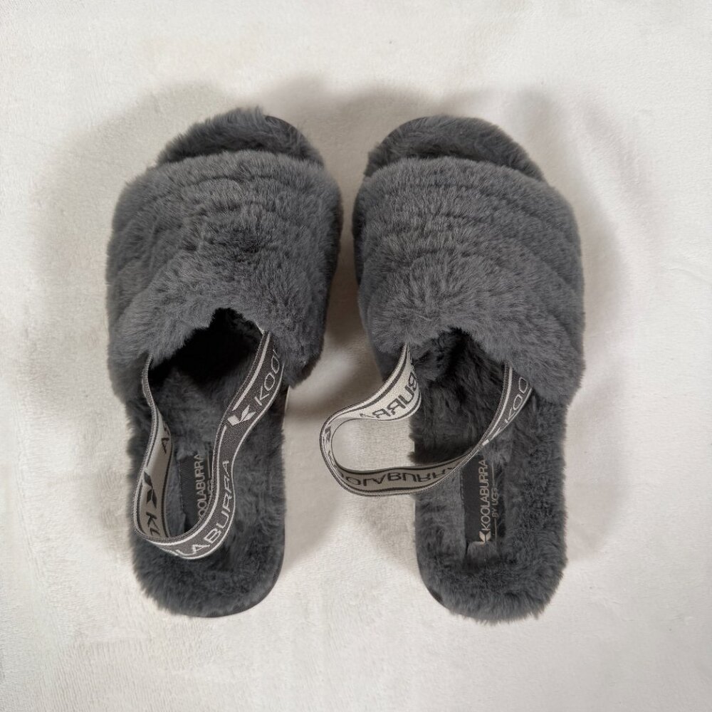 Koolaburra By UGG Slippers Women Size 6 Gray Back Strap Sandal Open Toe Fuzzn II - Picture 5 of 10